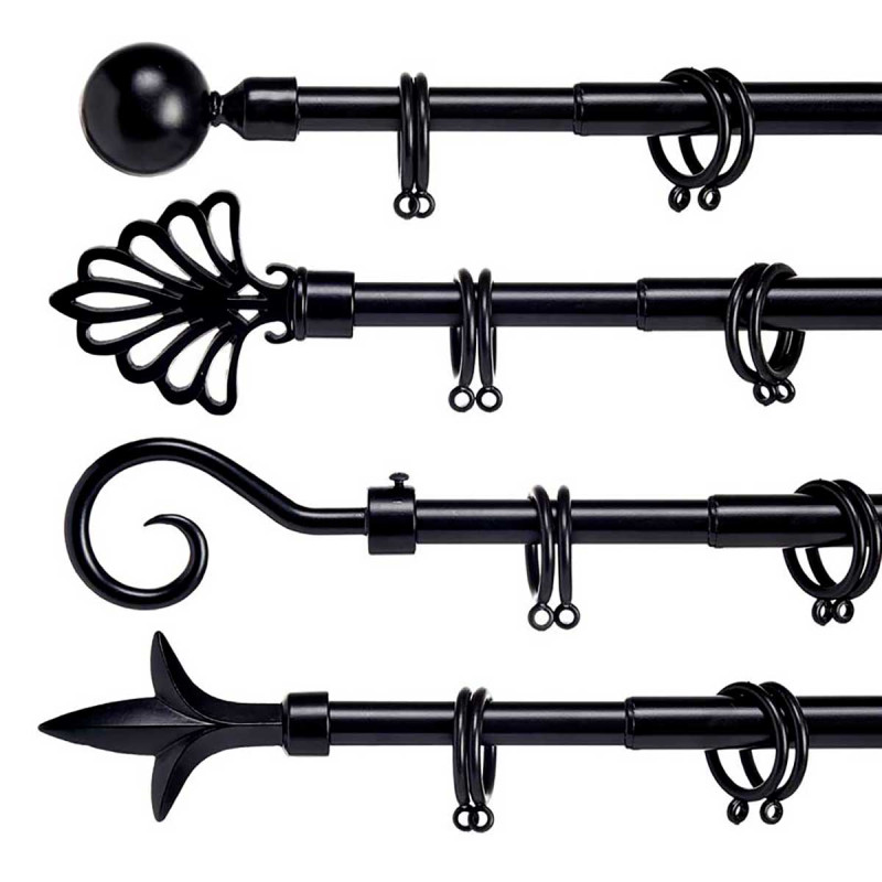 BARRA TENDA NERO 120-210 CM ASS 4 PUNTE