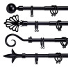BARRE A RIDEAU NOIR 120-210CM ASS 4 POIN