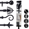 BARRE A RIDEAU NOIR 120-210CM ASS 4 POIN