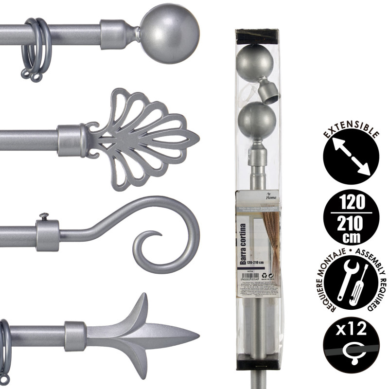 BARRA TENDA ARGENTO 120-210 CM ASS 4 PUN