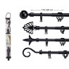 BARRE A RIDEAU NOIR 170-320CM ASS 4 POIN