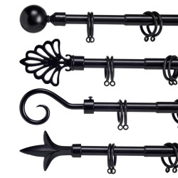 BARRE A RIDEAU NOIR 170-320CM ASS 4 POIN