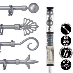 BARRE A RIDEAU ARGENT 170-320CM ASS 3 PO