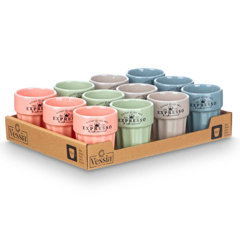 TAZZA ESPRESSO 80ML ASS 4 COL PASTELLO