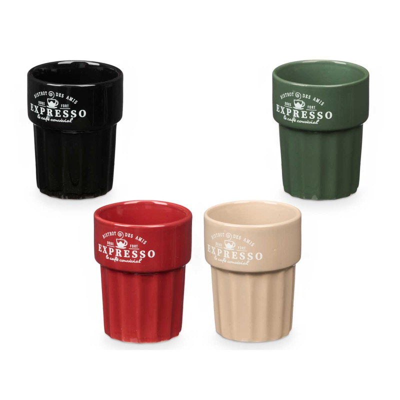 BICCHIERE ESPRESSO 300ML ASSORT 4 COLORI NEUTRI