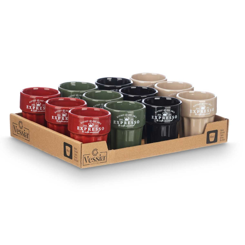BICCHIERE ESPRESSO 80ML ASSORT DI 4 COLORI NEUTRI