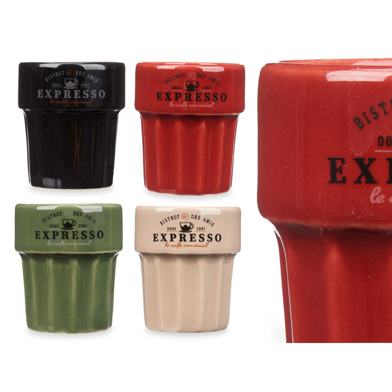 BICCHIERE ESPRESSO 80ML ASSORT DI 4 COLORI NEUTRI