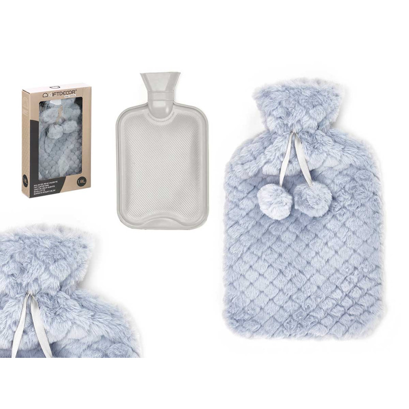 BOUILLOTTE À EAU 1.8L GRIS HOUSSE À POILS