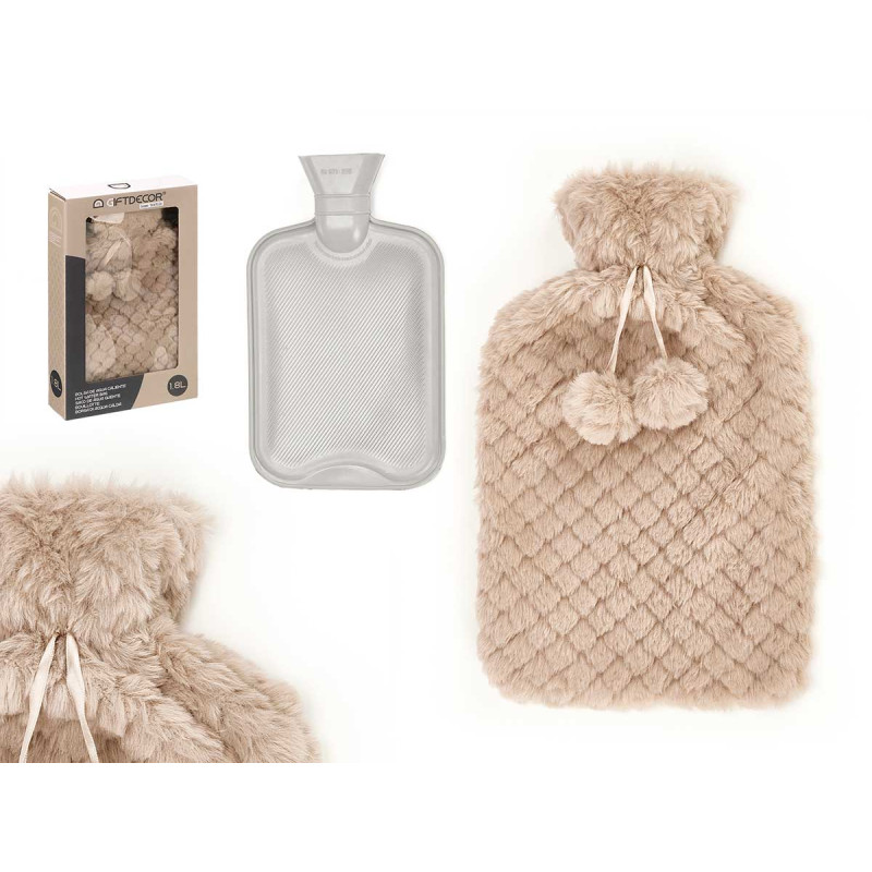 BOUILLOTTE À EAU 1.8L BEIGE HOUSSE À POILS