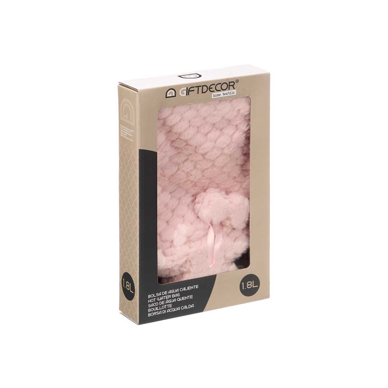 BOUILLOTTE À EAU 1.8L ROSE HOUSSE À POILS