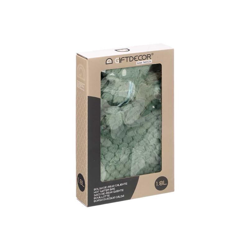 BOUILLOTTE À EAU 1.8L VERT HOUSSE À POILS
