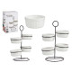 SET 4 BOLS REDONDO BLANCO CON ESTANTE METAL 200ML