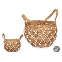 POT SPARTE 20CM OVALE AVEC POIGNÉES EN MACRAMÉ