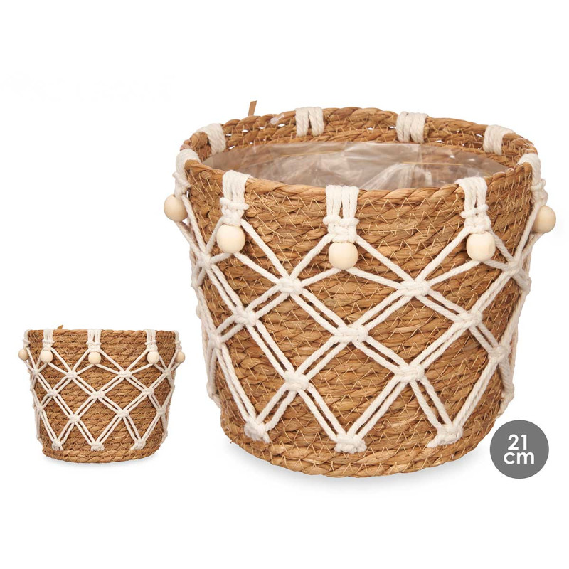 VASO ESPARTO 21CM CONICO ASAS MACRAME