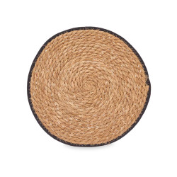 ESPARTO TABLE MAT BLACK FABRIC EDGE 35CM
