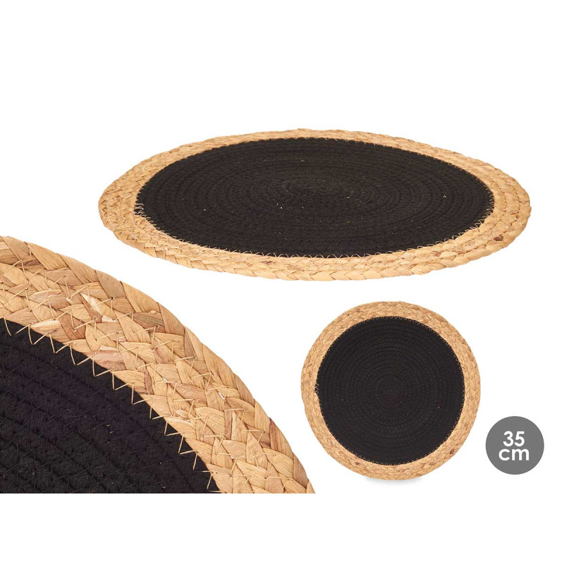 SOTTOPENTOLA SPARTO SPIRALE TESSUTO NERO 35CM