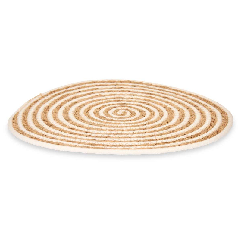 ESPARTO TABLE MAT WHITE FABRIC CENTER 35CM