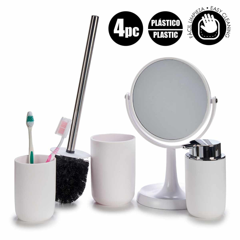 SET 4 PIECES ARTICLES DE BAIN BLANC