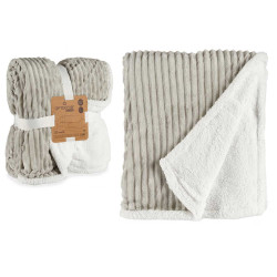 COUVERTURE VELOURS COTELE BLANC ECRU GRIS CLAIR
