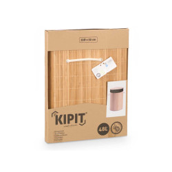 CESTO MULTIUSO REDOND BAMBU E TECIDO PRETO 35X50CM