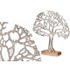 ARBRE DE VIE EN MÉTAL ARGENTÉ AVEC BASE EN BOIS