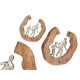 FIGURA DECORATIVA FAMILIA PRATEADA SUPORTE MADEIRA