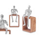 FIGURA METAL PRATEADA SAXOFONE SUPORTE MADEIRA