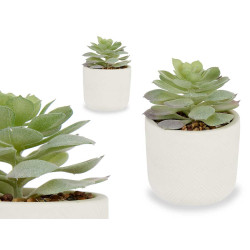 PLANTA FOLHA REDONDA COM VASO BRANCO 9X14CM 