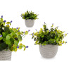 PLANTE VERT FLEUR LILA AVEC POT DE FLEUR GRIS 