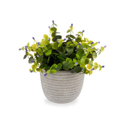 PLANTE VERT FLEUR LILA AVEC POT DE FLEUR GRIS 