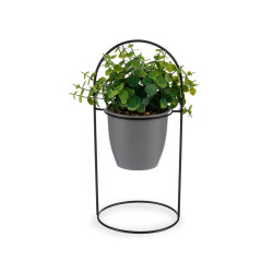 ROUND LEAF PLANT WITH GREY METAL BASE 