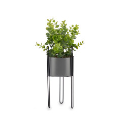 PIANTA FOGLIA EUCALIPTO BASE METALLO GRIGIO