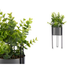 PLANTA HOJA EUCALIPTO BASE METAL GRIS