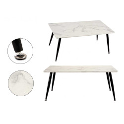 MESA DE CENTRO EFEITO MÁRMORE BRANCO 