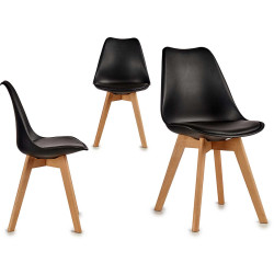 SEDIA PLASTICA CON PIEDI LEGNO NERO