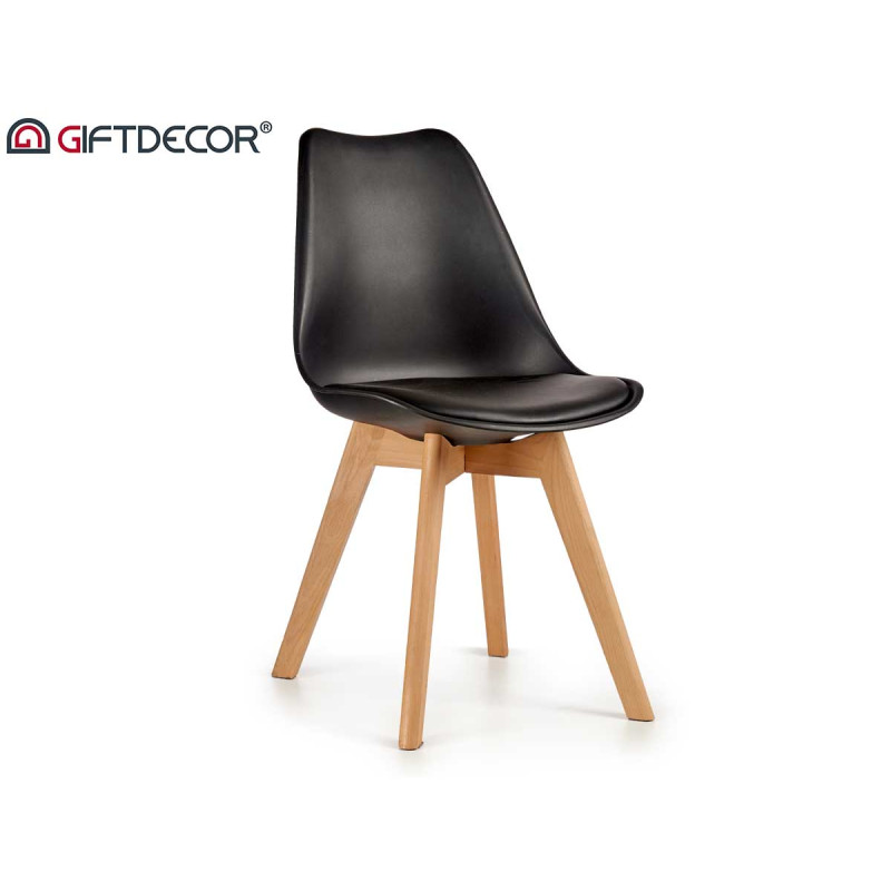 SEDIA PLASTICA CON PIEDI LEGNO NERO