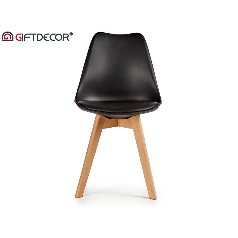 SEDIA PLASTICA CON PIEDI LEGNO NERO