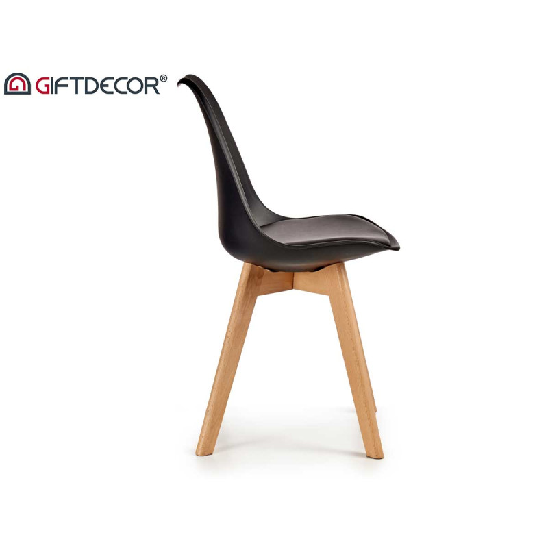 SEDIA PLASTICA CON PIEDI LEGNO NERO