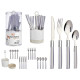 SET 16 GREY STAINLESS STEEL CUTLERY W PS HANDLE 
