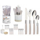 SET 16 BEIGE STAINLESS STEEL CUTLERY W PS HANDLE 