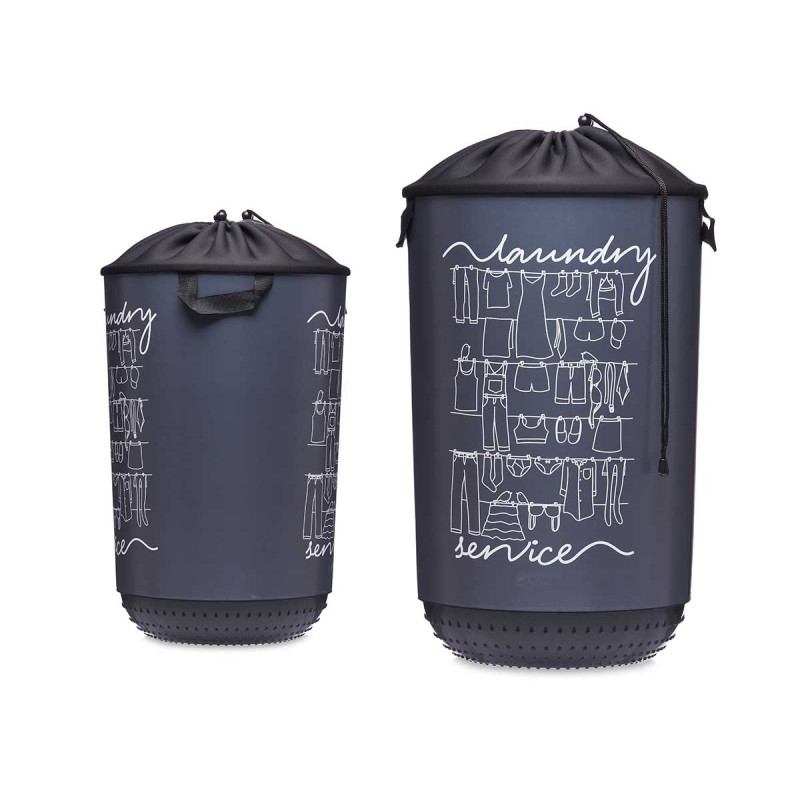 40L PLASTIC LAUNDRY BASKET WITH FABRIC CLOSURE