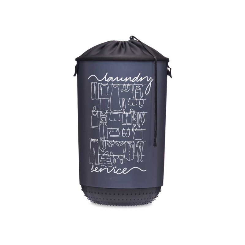 40L PLASTIC LAUNDRY BASKET WITH FABRIC CLOSURE