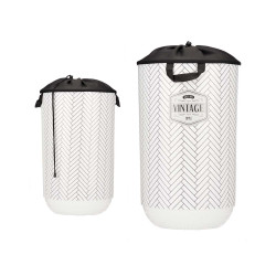 40L PLASTIC LAUNDRY BASKET WITH FABRIC CLOSURE 