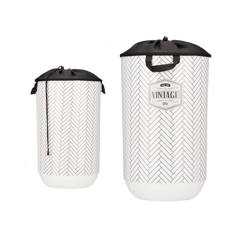 40L PLASTIC LAUNDRY BASKET WITH FABRIC CLOSURE 