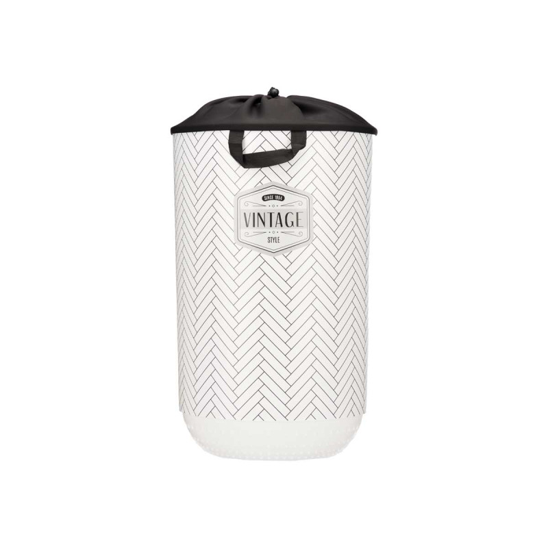 40L PLASTIC LAUNDRY BASKET WITH FABRIC CLOSURE 