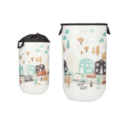 40L PLASTIC LAUNDRY BASKET WITH FABRIC CLOSURE