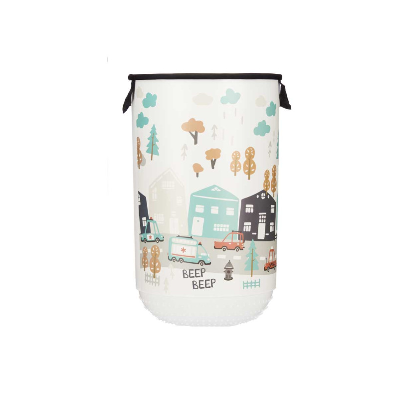 40L PLASTIC LAUNDRY BASKET WITH FABRIC CLOSURE