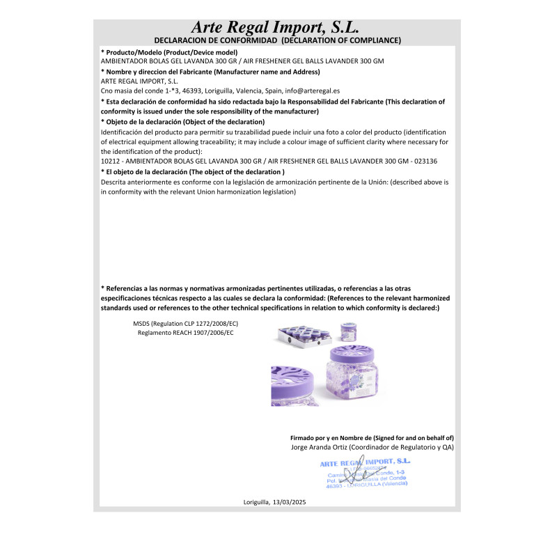 PROFUMATORE AMBIENTE PALLINE GEL LAVANDA 300GR