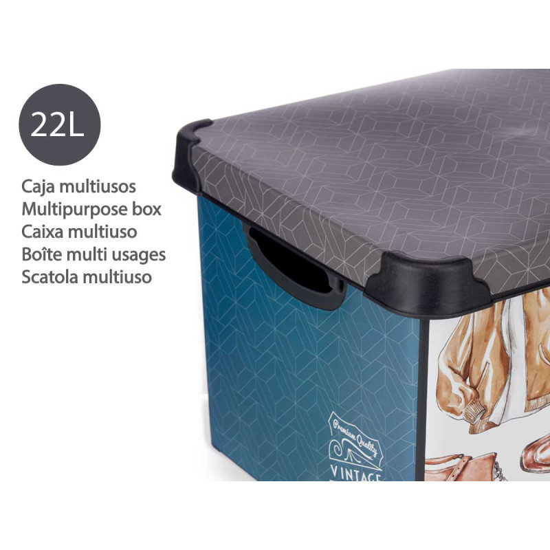 CAIXA PLÁSTICO 22L VINTAGE COM PEGA