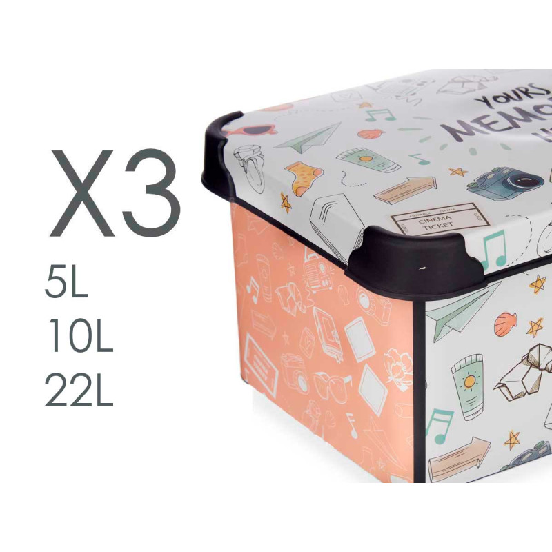 SET 3 PZS MEMORIES PLASTIC BOXES